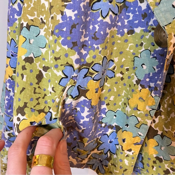 VINTAGE | 90s/Y2K colorful floral print linen cropped blazer jacket - Picture 10 of 10